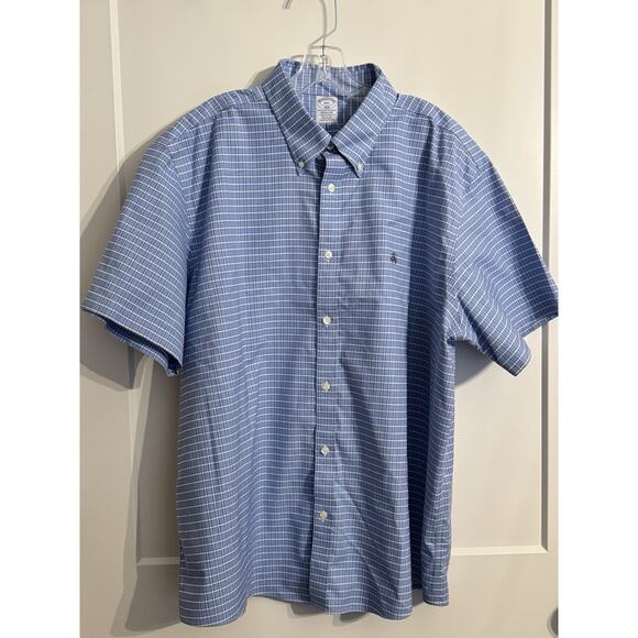 Brooks Brothers Original Polo XXL Plaid Blue Short Sleeve Office Academia Preppy - Picture 1 of 10